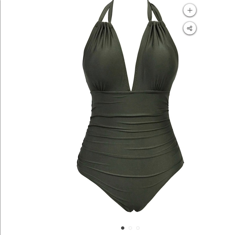 BRAND NEW! OLIVE GREEN HALTER ONCE PIECE SWIMSUIT